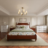 GEPELCN Farmhouse Dresser for Bedroom 6 Drawers Dresser with Power Outlets Rustic Chest of Drawers with Natural Texture White Organizer for Living Room Hallway GEPELCN