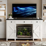 Saudism 55-75 Gallon Aquarium Stand With Charging Station, Farmhouse Fish Tank Stand, Reptile Tank Stand Terrarium Stand with Drawer and Cabinet Storage, Sturdy Heavy Duty 53.5"×19.7" Tabletop - White Saudism