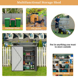 Vongrasig 5 x 3 FT Outdoor Storage Shed, Metal Shed Small Garden Tool Storage Shed with Large Window and Lockable Door for Outside Backyard Patio Lawn (Dark Grey) Vongrasig