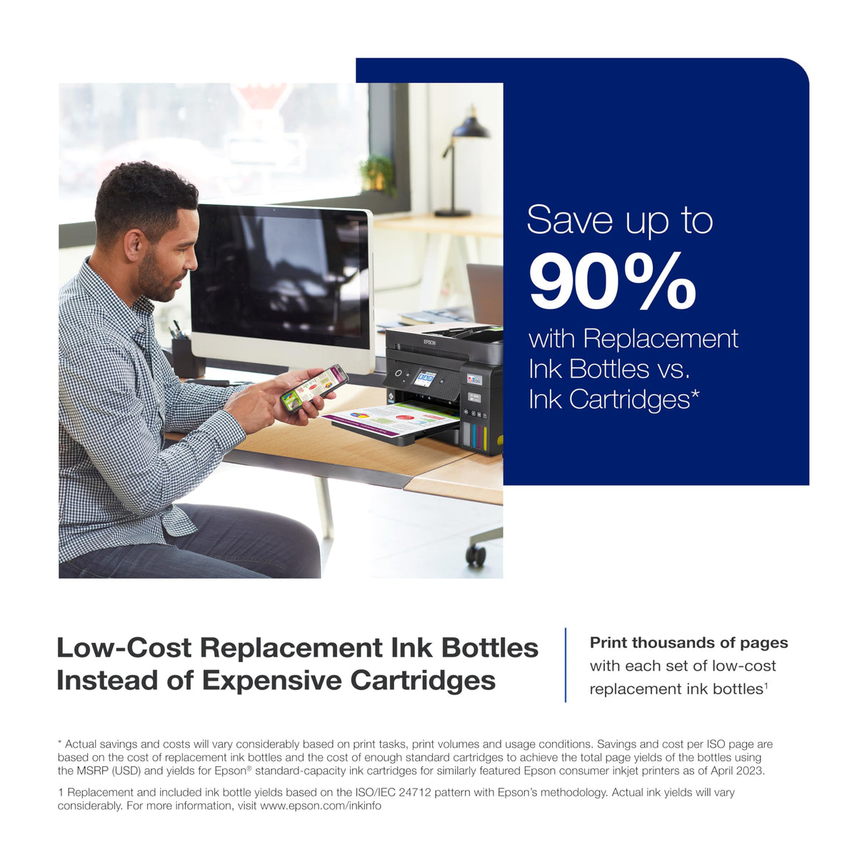 Epson EcoTank ET-4850 Wireless All-in-One Cartridge-Free Supertank Printer with Scanner, Copier, Fax, ADF and Ethernet – The Perfect Printer Office - Black Epson