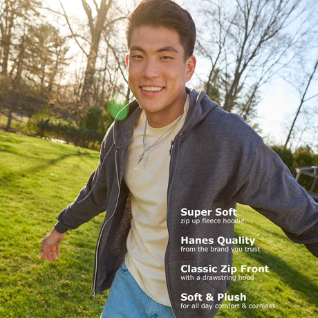 Hanes mens Full-zip Eco-smart Hoodie Hoody, White, Small US Hanes