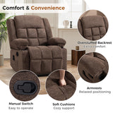 HAOMARKETS Classic Manual Recliner with Massage and Heat for Adults, Breathable Fabric Recliners with Two Cup Holders, Overstuffed Heavy Duty Reclining for Living Room, Brown HAOMARKETS