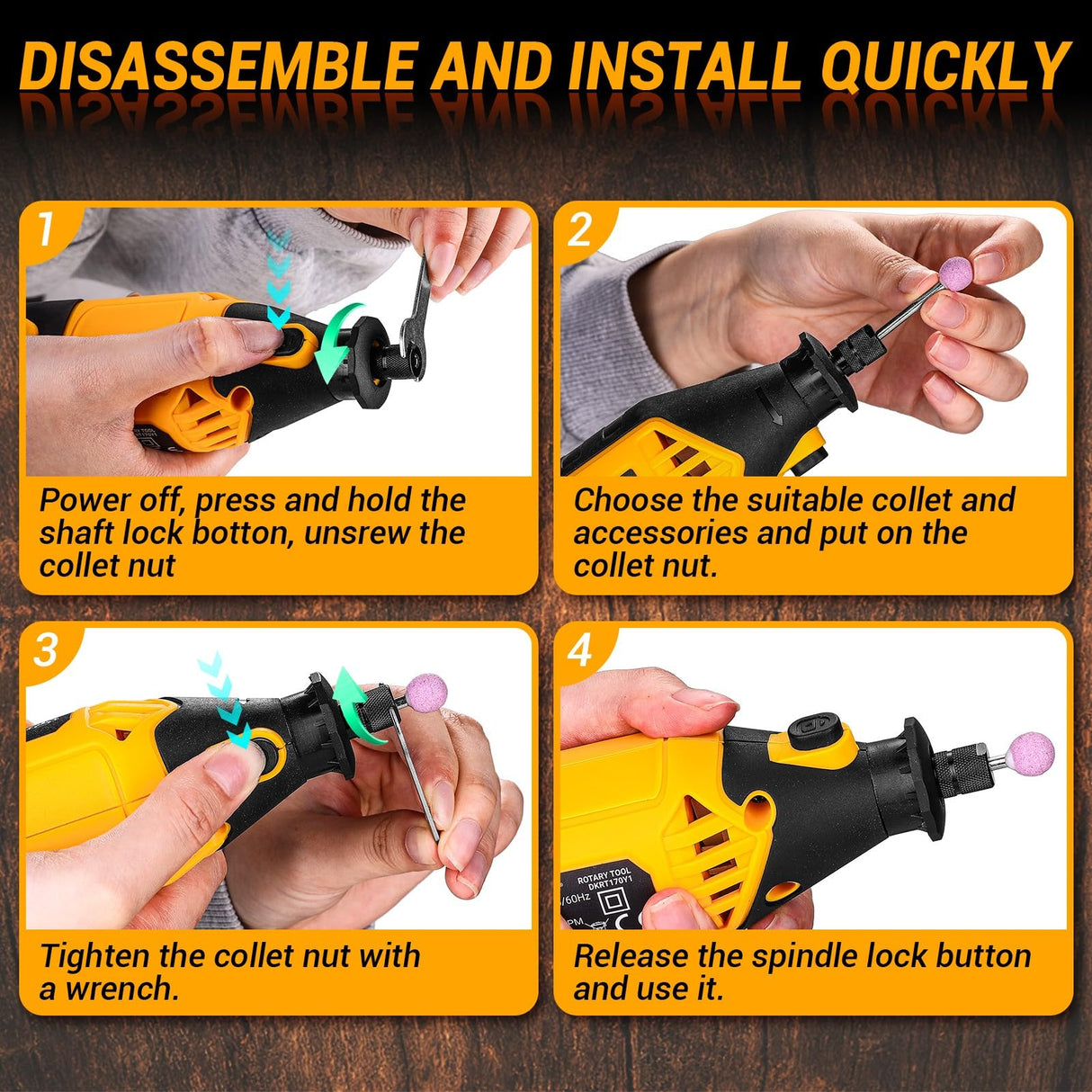 Rotary Tool Kit: DEKOPRO Power Hand Rotary Tools Mini for Wood/Metal, Electric Grinder Drill Machine Set with Flex Shaft for Carving, Cutting, Sanding, Grinding, Polishing, Engraving DEKOPRO