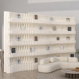 Folding Paper Room Divider Bookshelf with 3 Tier Storage Shelves, Portable DIY Decorative Privacy Screens Partition Wall for Space Separation/Home/Office/Library/Exhibition HELLOPAPO