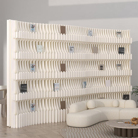 Folding Paper Room Divider Bookshelf with 3 Tier Storage Shelves, Portable DIY Decorative Privacy Screens Partition Wall for Space Separation/Home/Office/Library/Exhibition HELLOPAPO