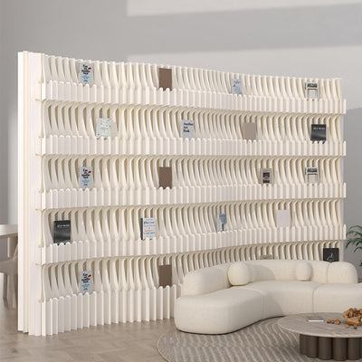 Folding Paper Room Divider Bookshelf with 3 Tier Storage Shelves, Portable DIY Decorative Privacy Screens Partition Wall for Space Separation/Home/Office/Library/Exhibition