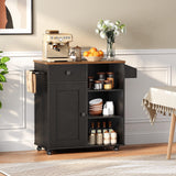 HOOBRO Kitchen Island, Storage Cabinet with Drawer, Kitchen Cart with Spice and Towel Rack, Saving Space, Easy Assembly, for Living Room, Rustic Brown and Black FB12ZD01 HOOBRO