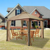 Gazebo Universal Replacement Privacy Curtain – Hugline 10' x 12' Gazebo Side Wall Outdoor Privacy Panel with Zipper (Brown) Hugline