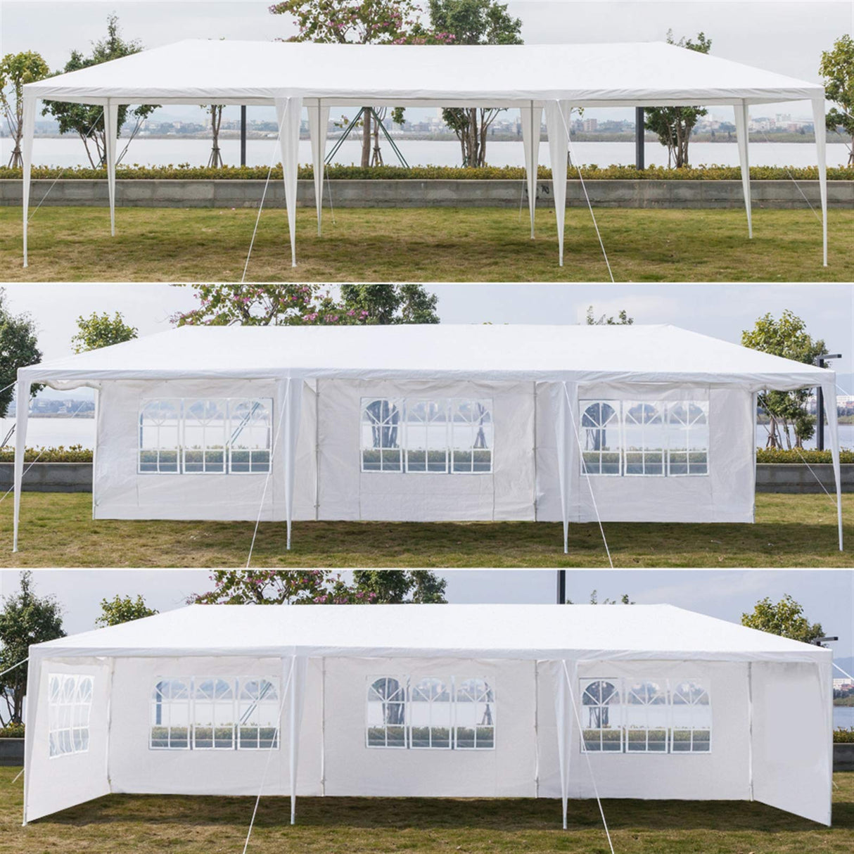 Imbesty 10x30 FT Heavy Duty Canopy Tent, Stable Spiral Tubes Gazebo Waterproof Outdoor White Inflatable Party Tent Wedding Tents Patio Canopy for Parties with 5 Removable Sidewalls Imbesty
