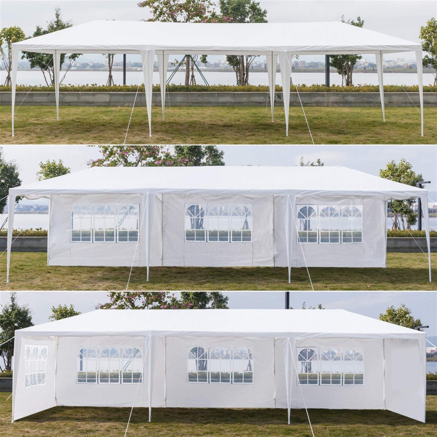 Imbesty 10x30 FT Heavy Duty Canopy Tent, Stable Spiral Tubes Gazebo Waterproof Outdoor White Inflatable Party Tent Wedding Tents Patio Canopy for Parties with 5 Removable Sidewalls - WoodArtSupply