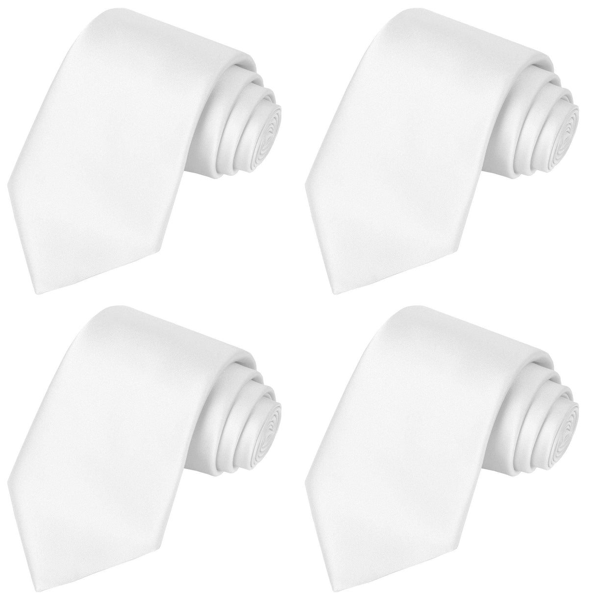 KissTies 4PCS Ties For Men White Solid Tie Wedding Neckties + 1 Gift Box KissTies