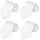 KissTies 4PCS Ties For Men White Solid Tie Wedding Neckties + 1 Gift Box KissTies