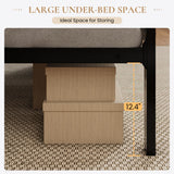 SHA CERLIN Twin Size Metal Platform Bed Frame,Linen Upholstered Button Tufted Headboard, Mattress Foundation with 12.4” Under-Bed Storage, Noise-Free, Easy Assembly, No Box Spring Needed, Dark Grey SHA CERLIN