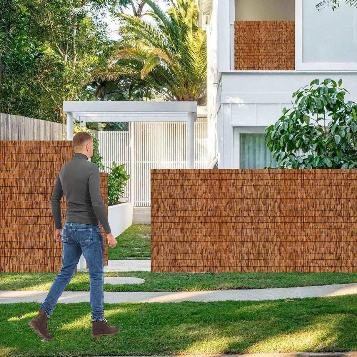 Natural Reed Fence, 2FT 3FT 4FT 5FT 6FT X 16.4FT Bamboo Fencing Privacy Reed Screening, for Backyard Garden Fencing Divider, Privacy Screen Panel(H0.61xL4m/H2xL13ft) VRVTDYDCL