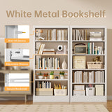 Jazipic 5-Tier Adjustable Bookcase, Heavy Duty Bookshelf with Book Stopper, Metal Bookcase for Library, Office, Living Room Jazipic