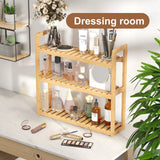 FILWH Bamboo Organizer Rack - Adjustable 3-Tier Storage Shelf, Wall Mounted or Over The Toilet, Living Room, Kitchen (Natural) FILWH