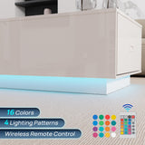 holzart 41" LED Coffee Table with 2 Drawers - High Gloss White Modern Table with Lighting for Living Room (41.33" W x 23.62" D) holzart