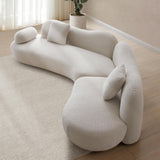 SSC SATISUNCASA 129" Luxury Modern Curved Sofa, Minimalist Comfy Boucle 5 Seater Couch, Crescent Shape Modular Sectional Sofa with Butterfly Backrest, for Living Room, Bedroom, Apartment Home, Beige SSC SATISUNCASA