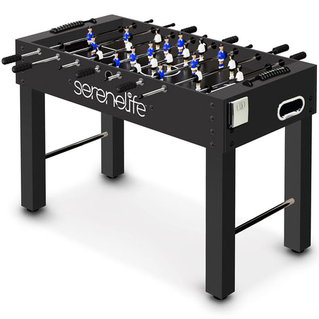 SereneLife 48in Competition Sized Foosball Table, Soccer for Home, Arcade Game Room, 2 Balls, 2 Cup Holders 2x4ft for Man Cave or Basement - Standing or Tabletop, Black SereneLife