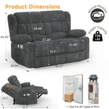 MisUMis RV Loveseat Recliner Sofa, Wall Hugger Reclining Loveseat RV Couch with USB Ports, Cup Holders, Pockets, 150° Adjustable RV Furniture Velvet Fabric Recliners for Travel & Home Theater Seating MisUMis