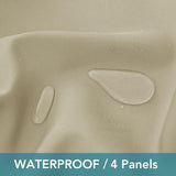 HolidayIdeas Outdoor Curtains for Patio Waterproof-4 Panels 54"x84"-Windproof Weatherproof Privacy Cream Outside Curtains-Grommet Top and Tab Bottom Drape for Gazebo, Porch, Pergola, Cabana, Backyard HolidayIdeas