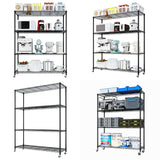 Heavy Duty N.S.F. Certified 4‑Tier Steel Wire Shelving with Wheels, 800 lb Commercial Storage Rack, Adjustable Utility Shelf for Home, Garage, Restaurant Storage Shelves (Black, 46" x 17.7" x 65") Generic