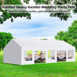 Garvee 20x32 Ft Heavy Duty Party Tent, Heavy Duty Outdoor Wedding Event Tent with Removable Sidewalls & Double Doors, Large Canopy Tent with Large White Roof and 4 Storage Bags for Parties, Weddings Garvee