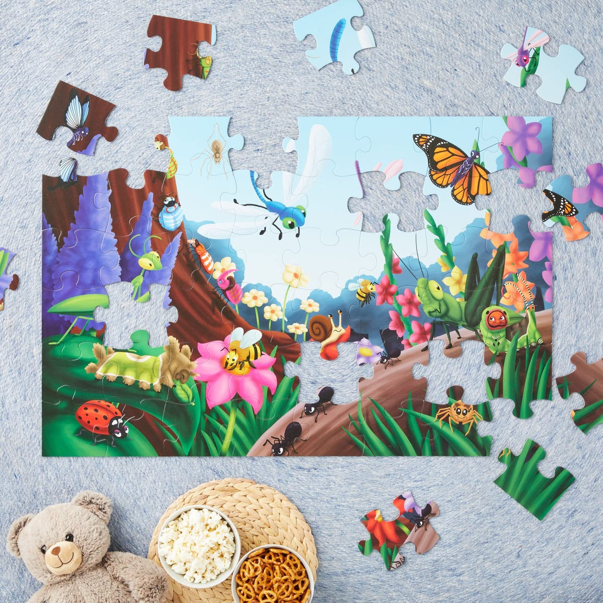 BLUE PANDA 48 Piece Giant Bugs and Insects Jigsaw Puzzle for Kids Ages 3-5 and 4-8, Jumbo Floor Puzzle for Toddler Preschool Learning (2 x 3 Feet) BLUE PANDA