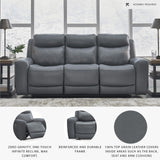Signature Design by Ashley Mindanao Contemporary Leather Match Upholstered Power Reclining Sofa with Adjustable Headrest and USB Ports, Gray Signature Design by Ashley