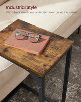 VASAGLE C-Shaped End Table, Small Side Table for Couch, Sofa Table with Metal Frame for Living Room, Bedroom, Bedside, Rustic Brown and Black VASAGLE