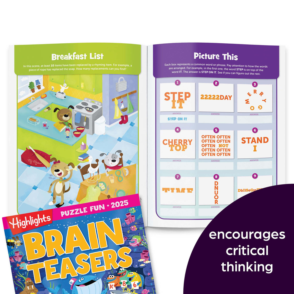 Highlights Puzzle Fun 2025 Puzzle Books for Kids Ages 6 and Up, 4-Book Set of Brain Teasers, Mazes, Word Puzzles and More Travel-Friendly Screen Free Kids Puzzles Highlights for Children