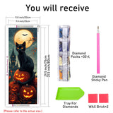 Kaliosy 5D Large Black Cat Pumpkin Diamond Art Kits for Adults, DIY Halloween Diamond Painting Full Round Drill Crystal Art - Craft Cross Stitch Embroidery for Home Wall & Office Decor 11.81x31.5 inch Kaliosy