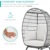 Best Choice Products Wicker Egg Chair, Oversized Indoor Outdoor Lounger for Patio, Backyard, Living Room w/ 4 Cushions, Steel Frame, 440lb Capacity - Gray/White Sand Best Choice Products
