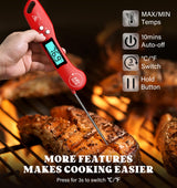 DOQAUS Digital Meat Thermometer, Instant Read Food Thermometers for Cooking, Kitchen Probe with Backlit & Reversible Display, Wide Temperature Range for Turkey, Grill, BBQ, Baking, Bread, Sourdough DOQAUS