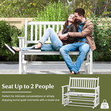 Tangkula White 2-Person Outdoor Glider Bench with Ergonomic Design and Smooth Motion Tangkula