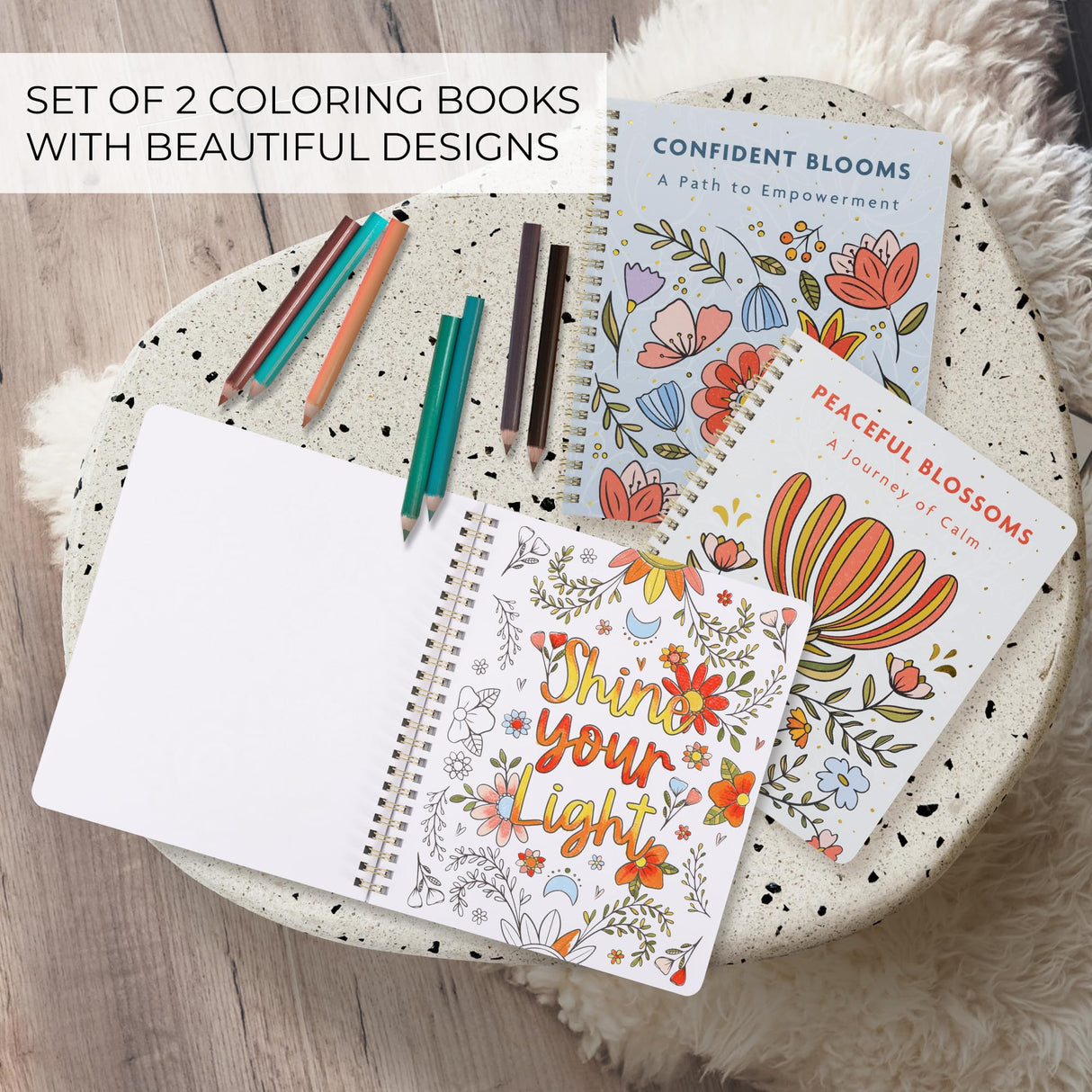 ZICOTO Beautiful Adult Coloring Book Set of 2 for Relaxation - Affirmation and Inspirational Books Making it a Great Gift - Perfect Stress-Relieving Books Fun to Color for Women ZICOTO