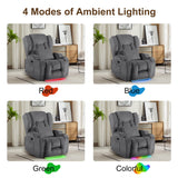 DRMBOOK Power Recliner Chair, Electric Wall Hugger Reclining Sofa with Massage & Heat, Overstuffed Theater Seating with LED/USB Port/Cup Holders for Living Room (Linen Grey, 1 Chair with Console) DRMBOOK