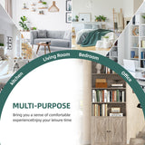 Shintenchi Bookshelf, Industrial Bookshelves and Bookcases with Doors Floor Standing 6 Shelf Display Storage Shelves 70.6 inches Tall Bookcase for Home Office, Living Room (Grey) Shintenchi