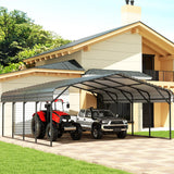 EBE 20' x 20' Metal Carport, Outdoor Heavy Duty Carport with Galvanized Steel Roof and Enhanced Metal Frame Structure, Garage Car Shelter Shade for SUV Trucks and Boats EBE