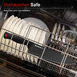 Astercook 15 Piece Knife Set with Sharpener Block - German Stainless Steel, Dishwasher Safe Kitchen Knives with Built-In Sharpener, Black Astercook