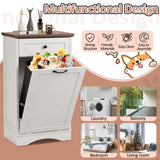 Spurgehom 13 Gallon Tilt Out Trash Cabinet Kitchen Waste Bins, Laundry Hamper Tilt Out Pet Proof Hidden Trash Bin for Kitchen Living Room,White Spurgehom