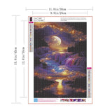 Waterfall Landscape Diamond Art Kits For Adults,DIY Moonlight Diamond Painting Kits For Adults Beginners,5D Full Drill Diamond Dots With Diamond Gem Art And Crafts For Home Wall Decor 12x16inch ZQEATRY