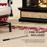 Sunjoy Outdoor Fireplace, Smith Collection Patio Wood Burning Steel Fireplace with Chimney, Spark Screen, Fire Poker, and Removable Grate, Copper with Yellow Tile Sunjoy