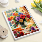 Flower Paint by Numbers Kit for Adults-Paint by Number for Adults Floral, Rose Paints by Numbers Kit on Canvas for Gift Home Wall Decor (Flowers, 16x20 inch) HITO