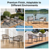 Thinlute Patio Dining Chairs Set of 4, Outdoor Rattan Wicker Chair with Armrest and Cushions, All-Weather Bistro Chairs with Curved Back for Garden, Backyard, Porch, Poolside, Deck, Gray Thinlute