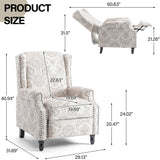 Recliner Chair, Upholstered Wingback Floral Pushback Armchair with Adjustable Backrest & Footrest, Comfy Accent Chair Reading Single Sofa for Small Spaces, Living Room, Bedroom (Beige, Set of 1) DREAMSIDEA