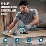 ZUYIYI 5-1/2" Cordless Circular Saw for Makita 18V Battery, Brushless 6600RPM Max Cutting Depth 2" (90°), Compact Tile Saw for Wood, Tile, Soft Metal, Plastic Cutting (NO Battery) ZUYIYI