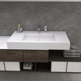 MEDUNJESS 35 inch Stone Resin Wall Mounted Floating Sink, Bathroom Vanity with Sink Solid Surface Bathroom Pedestal Sink Basin with No Hole, Matte White MEDUNJESS