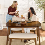 Best Choice Products 4-Piece Mid-Century Modern Wood Dining Kitchen Table & Chair Set w/ 2 Upholstered Chairs, Bench Seat - Walnut/Cream Best Choice Products