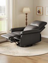 IDEALHOUSE Manual Recliner Chair, 360° Swivel Rocker Glider Recliner with Padded Armrests, Modern PU Leather Upholstered Reclining Chair for Living Room Bedroom and Nursery (Black) IDEALHOUSE